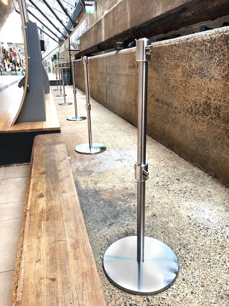 Custom-made protective stanchions mid-installation for the Rock Elm Plank at the Cutty Sark, UK.