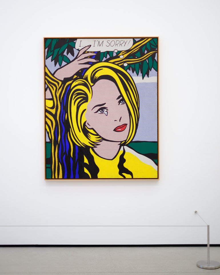 le Broad Los Angeles, montrant des œuvres d'art exposées, protégées par des montants d'œuvres d'art autoportants de 400 mm