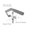 Dessin expliquant comment la clé de sécurité déverrouille les cintres Ryman de haute sécurité.